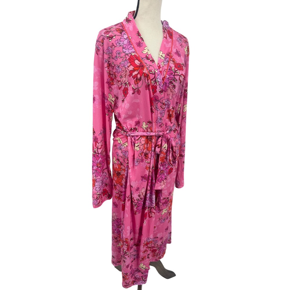 Johnny Was Pink Floral Satin Robe - Picture 14 of 16